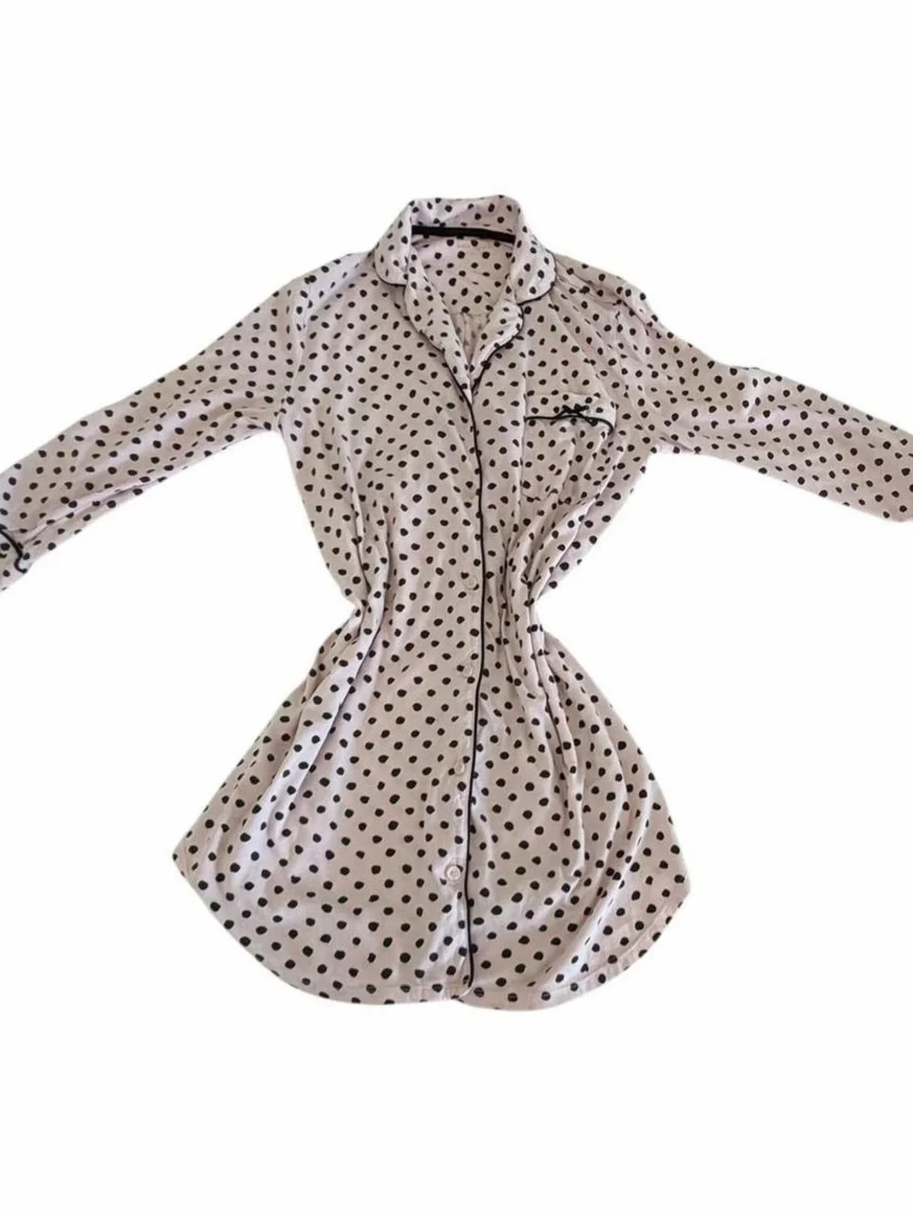 Kate Spade New York Pink Black Polka Dot Pajama Sleep Shirt Size S